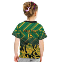 South Africa Rugby Custom Kid T Shirt Forever Green Forever Gold