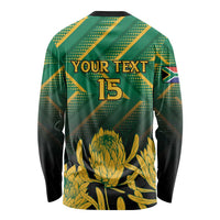 South Africa Rugby Custom Long Sleeve Shirt Forever Green Forever Gold