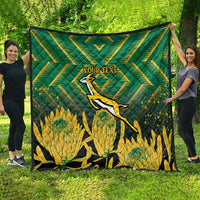 South Africa Rugby Custom Quilt Forever Green Forever Gold