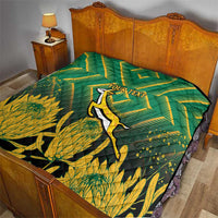 South Africa Rugby Custom Quilt Forever Green Forever Gold
