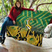 South Africa Rugby Custom Quilt Forever Green Forever Gold