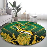 South Africa Rugby Custom Round Carpet Forever Green Forever Gold