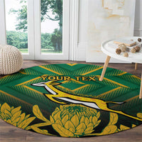 South Africa Rugby Custom Round Carpet Forever Green Forever Gold