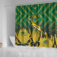 South Africa Rugby Custom Shower Curtain Forever Green Forever Gold