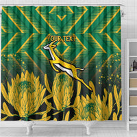 South Africa Rugby Custom Shower Curtain Forever Green Forever Gold