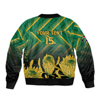 South Africa Rugby Custom Sleeve Zip Bomber Jacket Forever Green Forever Gold