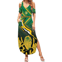 South Africa Rugby Custom Summer Maxi Dress Forever Green Forever Gold