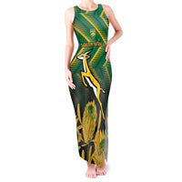 South Africa Rugby Custom Tank Maxi Dress Forever Green Forever Gold