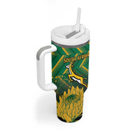 South Africa Rugby Custom Tumbler With Handle Forever Green Forever Gold