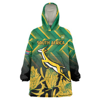 South Africa Rugby Custom Wearable Blanket Hoodie Forever Green Forever Gold
