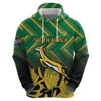 South Africa Rugby Custom Zip Hoodie Forever Green Forever Gold