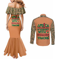 Africa in Solidarity with Traore Couples Matching Mermaid Dress and Long Sleeve Button Shirt Africa For Africans