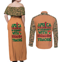 Africa in Solidarity with Traore Couples Matching Off Shoulder Maxi Dress and Long Sleeve Button Shirt Africa For Africans