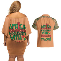 Africa in Solidarity with Traore Couples Matching Off Shoulder Short Dress and Hawaiian Shirt Africa For Africans