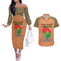 Africa in Solidarity with Traore Couples Matching Off The Shoulder Long Sleeve Dress and Hawaiian Shirt Africa For Africans