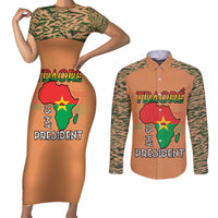 Africa in Solidarity with Traore Couples Matching Short Sleeve Bodycon Dress and Long Sleeve Button Shirt Africa For Africans