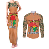 Africa in Solidarity with Traore Couples Matching Tank Maxi Dress and Long Sleeve Button Shirt Africa For Africans