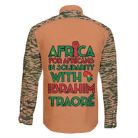 Africa in Solidarity with Traore Family Matching Off The Shoulder Long Sleeve Dress and Hawaiian Shirt Africa For Africans