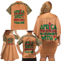 Africa in Solidarity with Traore Family Matching Off Shoulder Short Dress and Hawaiian Shirt Africa For Africans