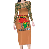 Africa in Solidarity with Traore Long Sleeve Bodycon Dress Africa For Africans