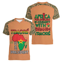 Africa in Solidarity with Traore Women V-Neck T-Shirt Africa For Africans