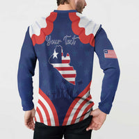 Personalized Happy Liberia Flag Day Button Sweatshirt One Flag One People - Wonder Print Shop