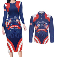 Personalized Happy Liberia Flag Day Couples Matching Long Sleeve Bodycon Dress and Long Sleeve Button Shirt One Flag One People - Wonder Print Shop