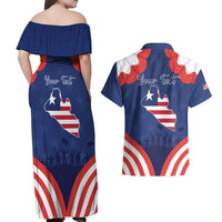 Personalized Happy Liberia Flag Day Couples Matching Off Shoulder Maxi Dress and Hawaiian Shirt One Flag One People - Wonder Print Shop