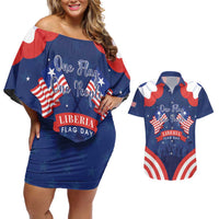 Personalized Happy Liberia Flag Day Couples Matching Off Shoulder Short Dress and Hawaiian Shirt One Flag One People - Wonder Print Shop