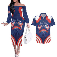 Personalized Happy Liberia Flag Day Couples Matching Off The Shoulder Long Sleeve Dress and Hawaiian Shirt One Flag One People - Wonder Print Shop