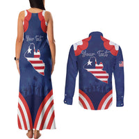Personalized Happy Liberia Flag Day Couples Matching Tank Maxi Dress and Long Sleeve Button Shirt One Flag One People - Wonder Print Shop