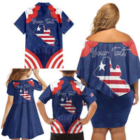 Personalized Happy Liberia Flag Day Family Matching Off Shoulder Short Dress and Hawaiian Shirt One Flag One People - Wonder Print Shop