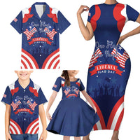 Personalized Happy Liberia Flag Day Family Matching Short Sleeve Bodycon Dress and Hawaiian Shirt One Flag One People - Wonder Print Shop