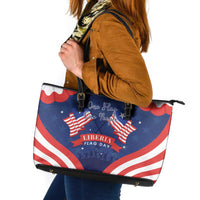 Happy Liberia Flag Day Leather Tote Bag One Flag One People - Wonder Print Shop