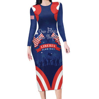 Personalized Happy Liberia Flag Day Long Sleeve Bodycon Dress One Flag One People - Wonder Print Shop
