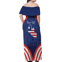 Personalized Happy Liberia Flag Day Off Shoulder Maxi Dress One Flag One People - Wonder Print Shop