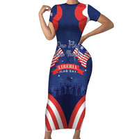 Personalized Happy Liberia Flag Day Short Sleeve Bodycon Dress One Flag One People - Wonder Print Shop