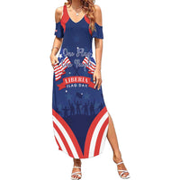 Personalized Happy Liberia Flag Day Summer Maxi Dress One Flag One People - Wonder Print Shop