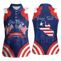 Personalized Happy Liberia Flag Day Women Sleeveless Polo Shirt One Flag One People - Wonder Print Shop