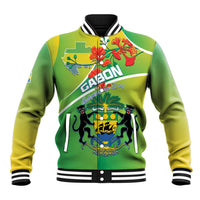 Personalized Gabon Independence Day Baseball Jacket Coat Of Arms With Map - Wonder Print Shop