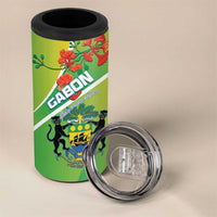 Personalized Gabon Independence Day 4 in 1 Can Cooler Tumbler Coat Of Arms With Map - Wonder Print Shop