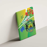 Gabon Independence Day Canvas Wall Art Coat Of Arms With Map - Wonder Print Shop