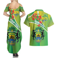 Personalized Gabon Independence Day Couples Matching Summer Maxi Dress and Hawaiian Shirt Coat Of Arms With Map - Wonder Print Shop