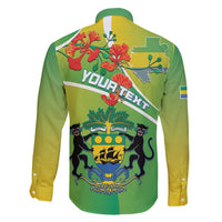 Personalized Gabon Independence Day Family Matching Long Sleeve Bodycon Dress and Hawaiian Shirt Coat Of Arms With Map - Wonder Print Shop