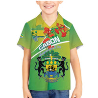 Personalized Gabon Independence Day Family Matching Mermaid Dress and Hawaiian Shirt Coat Of Arms With Map - Wonder Print Shop