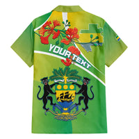 Personalized Gabon Independence Day Family Matching Off The Shoulder Long Sleeve Dress and Hawaiian Shirt Coat Of Arms With Map - Wonder Print Shop