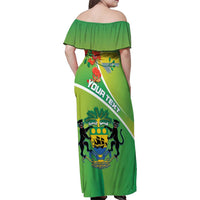 Personalized Gabon Independence Day Family Matching Off Shoulder Maxi Dress and Hawaiian Shirt Coat Of Arms With Map - Wonder Print Shop