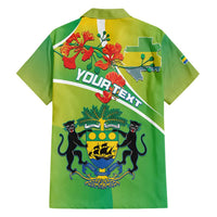 Personalized Gabon Independence Day Family Matching Short Sleeve Bodycon Dress and Hawaiian Shirt Coat Of Arms With Map - Wonder Print Shop