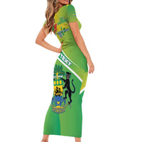 Personalized Gabon Independence Day Family Matching Short Sleeve Bodycon Dress and Hawaiian Shirt Coat Of Arms With Map - Wonder Print Shop