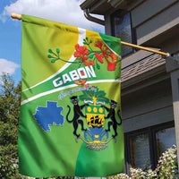 Gabon Independence Day Garden Flag Coat Of Arms With Map - Wonder Print Shop